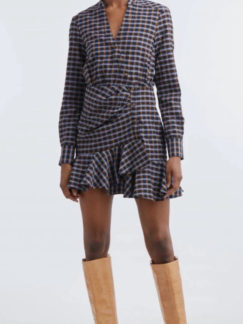 Veronica Beard Sherry Dress Blue Multi Plaid- Size Medium
